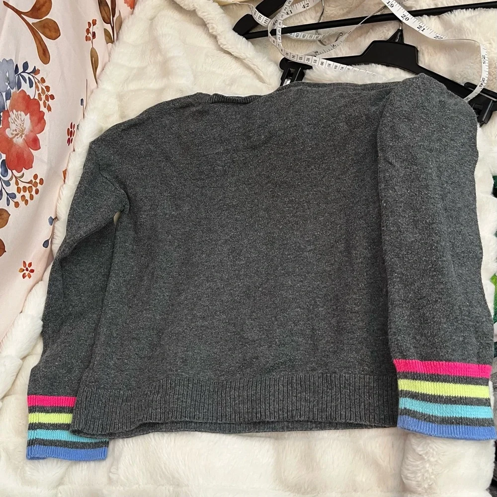 Place Girls 7/8 Grey Rainbow Heart Sequin Spring Colorful Top School Fall Winter